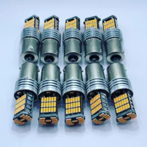 Лампа Діод BA15s (РY21W)А 12V LED 45х4014 Yellow canbus(обманка)смещ.цоколь 00294