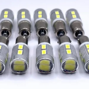Лампа Діод BA9s (T4W)А 12V LED 10х5630 white резистор+lens 00079