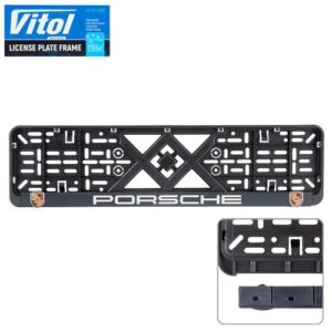 VITOL Рамка под номер "Porsche" рельефная хром